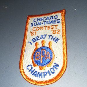 CHICAGO SUN TIMES Contest 81 82 I beat the BPA champion VINTAGE PATCH